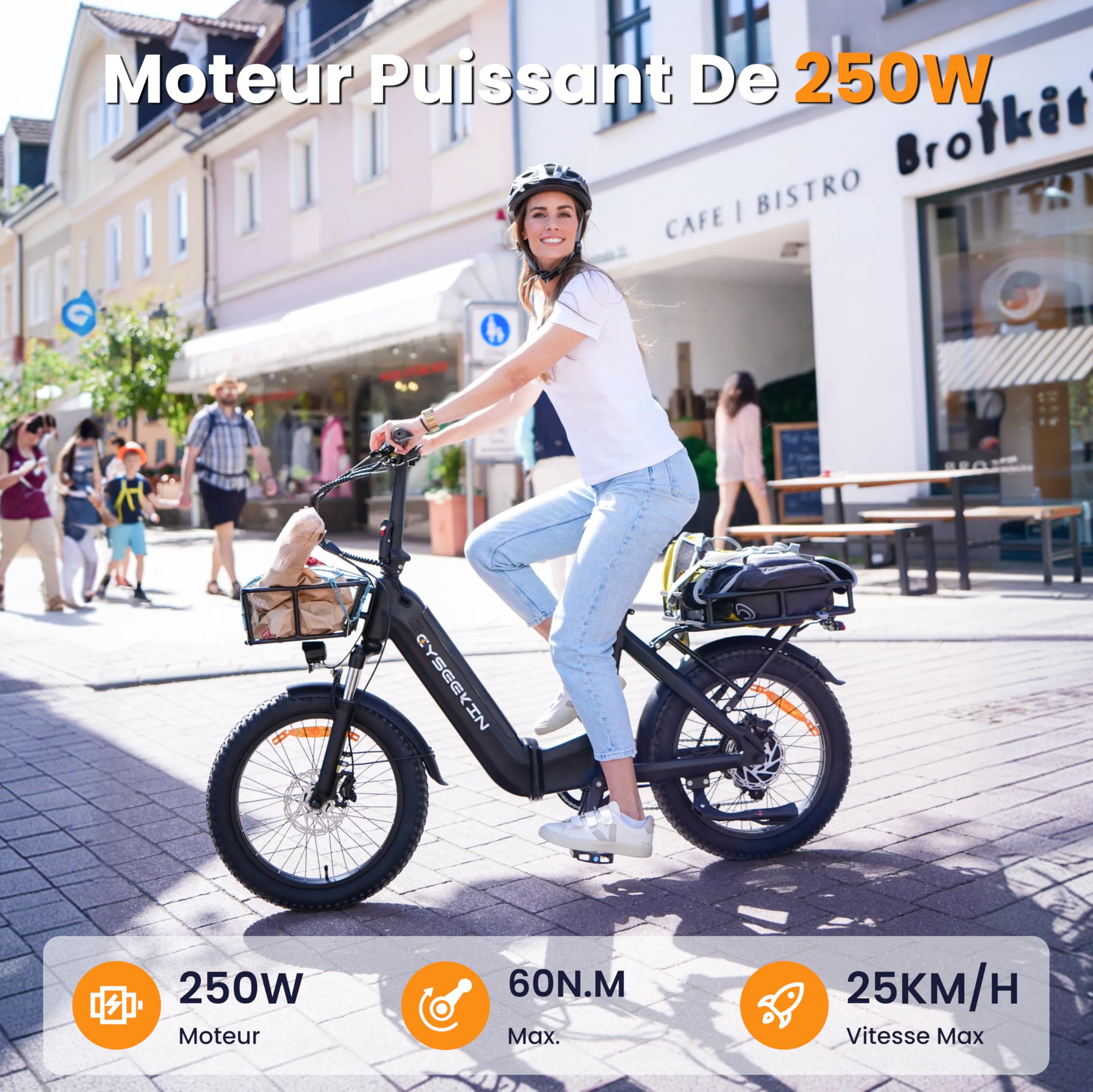 C20 E Bike Vélo pliant 20 x 3,0 avec freins hydrauliques, batterie 48 V 15,6 Ah jusqu'à 120 km, moteur 250 W 25 km/h, écran couleur LCD Shimano 7 vitesses Vélo électrique pour homme et femme