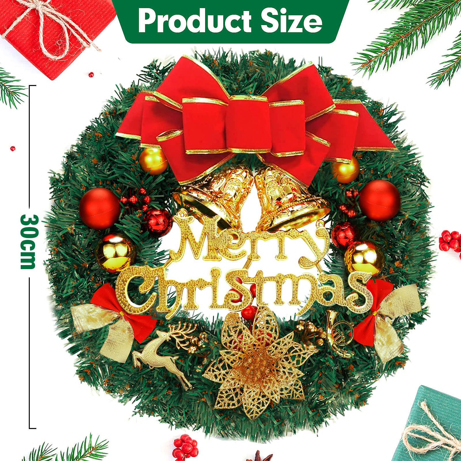 Couronne De Noel Porte 35 Cm Guirlande De Noël Sapin De Noël Porte