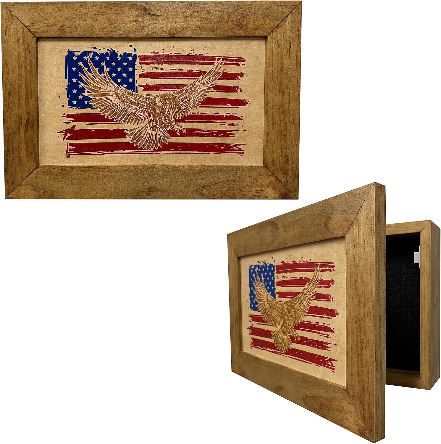 Bellewood Designs American Flag Hidden Gun Storage Cabinet with Eagle, Decorative Secure Concealed Gun Storage Safe