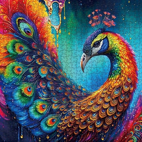 Miniatura 2 de Rompecabezas de pavo real de 1000 piezas para adultos, coloridos rompecabezas de pavo real, hermoso rompecabezas de arte de pájaros, divertido