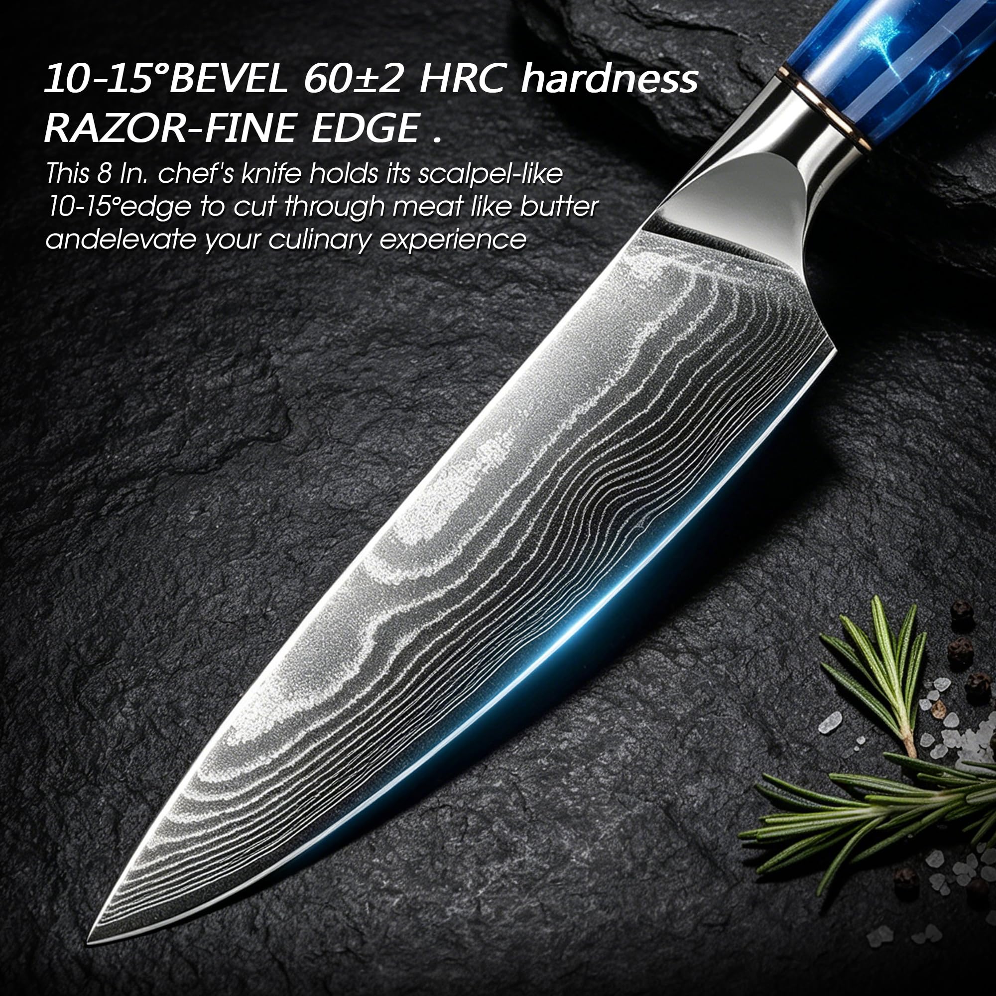 Cuchillo Chef 20 cm Damasco - Mango Ergonómico Himmelblau
