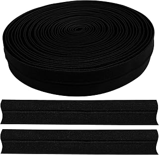 AERZETIX - C67431 - Cinta elástica Trenzada Plana 10 Metros con cordón de sujeción Integrado - Anchura 40mm - Color Negro - en poliéster