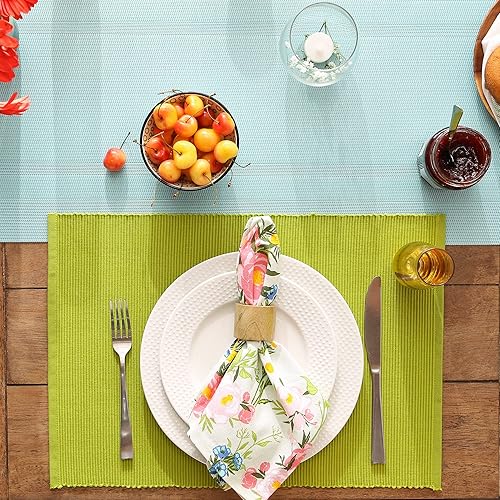 Miniatura 4 de DII Basic Everyday Juego de manteles individuales acanalados 100% algodón, 13 x 19, aguacate, 6 piezas