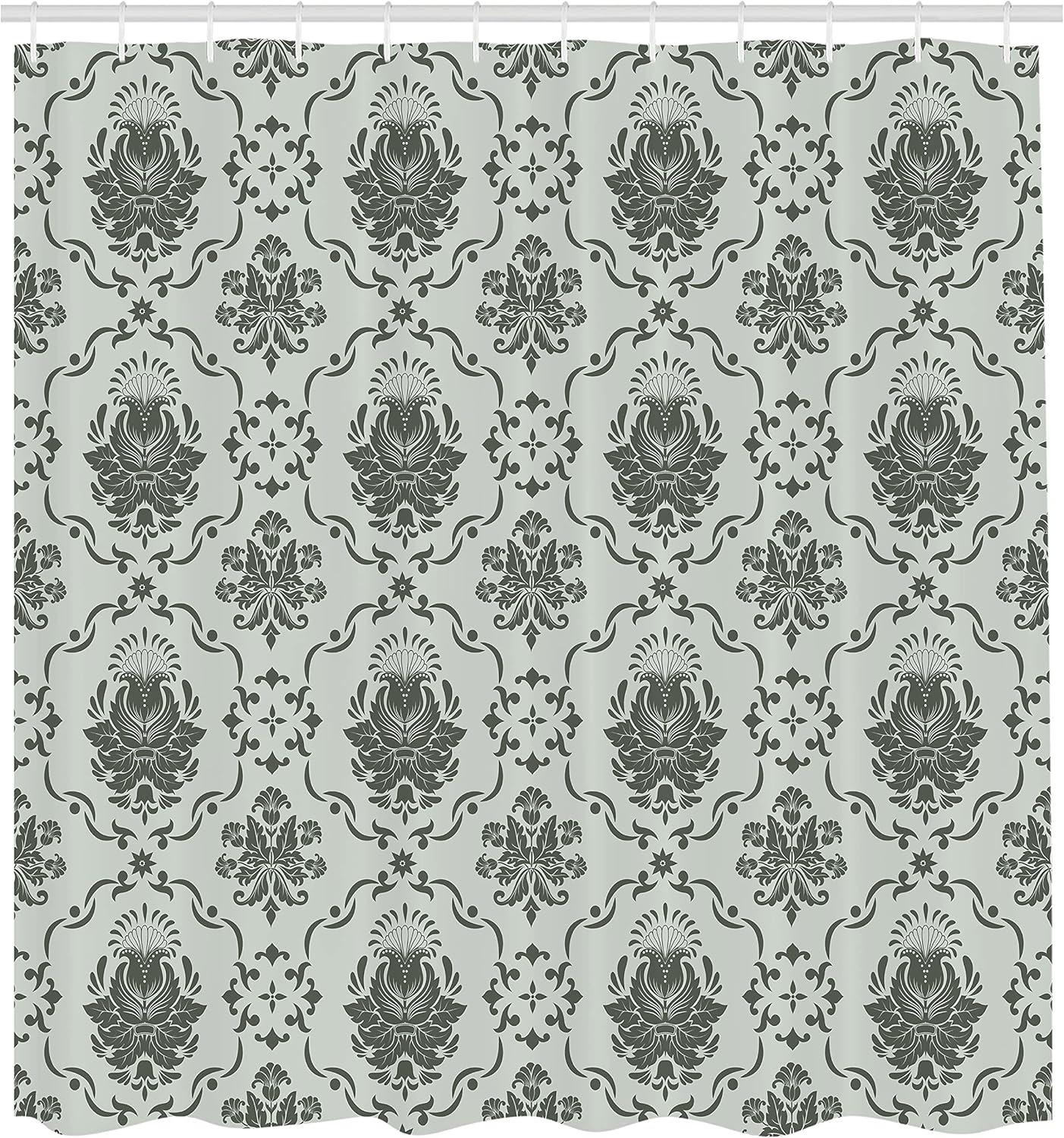 Ambesonne Floral Shower Curtain, Classic Victorian Floral Patterns Tulips Nostalgic Romantic Modern in Vintage Style, Cloth Fabric Bathroom Decor Set with Hooks, 69" W x 70" L, Sage Green