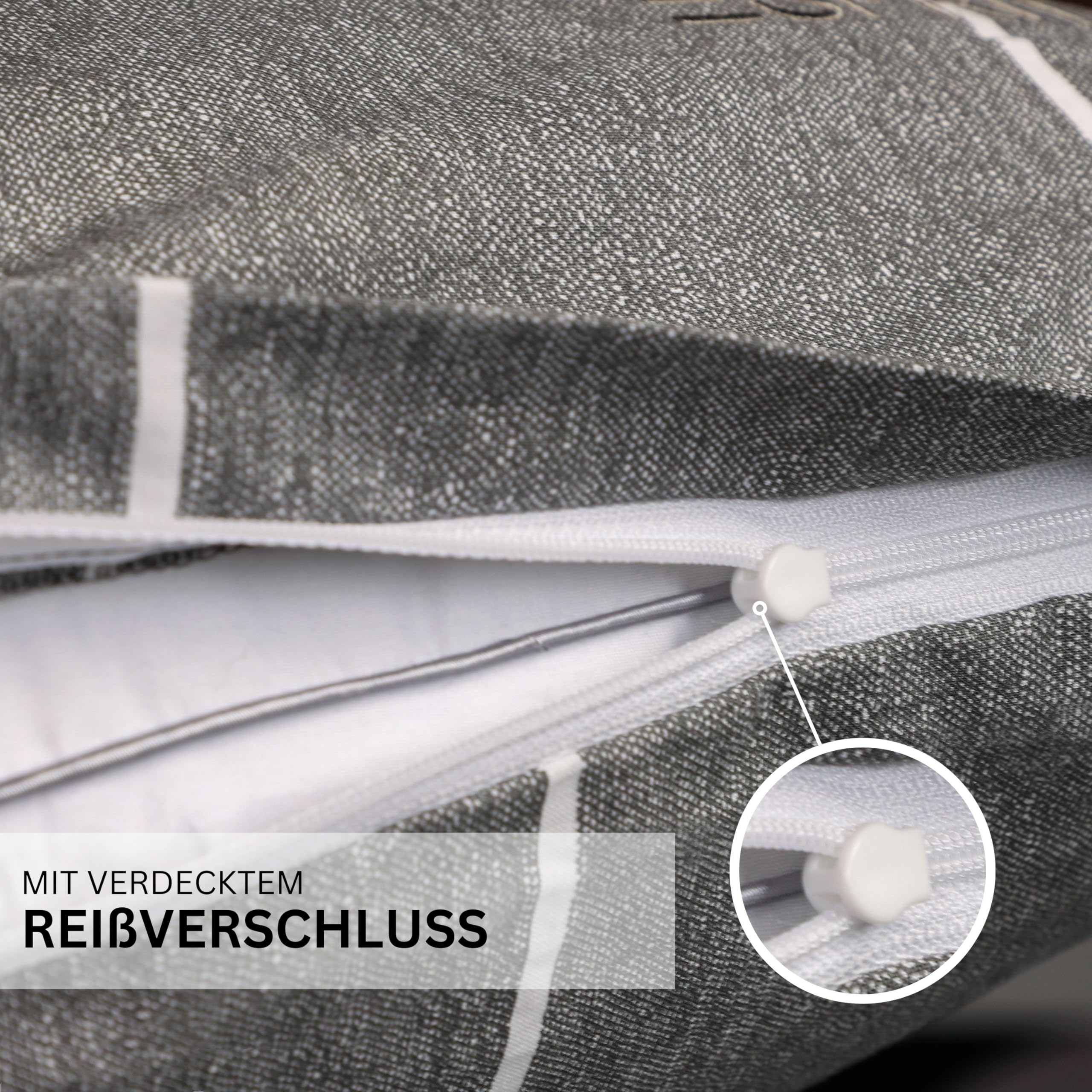 Esprit Home Premium Bettwäsche 135x200 Baumwolle 4teilig Anthrazit - Bettwäsche-Sets 4tlg bestehend aus 2 Bettwäschebezügen 135x200cm - inkl. 2 Kopfkissenbezug 80x80cm - Öko-Tex Zertifiziert