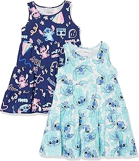 Spotted Zebra Disney | Marvel | Star Wars | Frozen | Princess Girls and Toddlers' Knit Sleeveless Tiered Dresses, Pack of 2