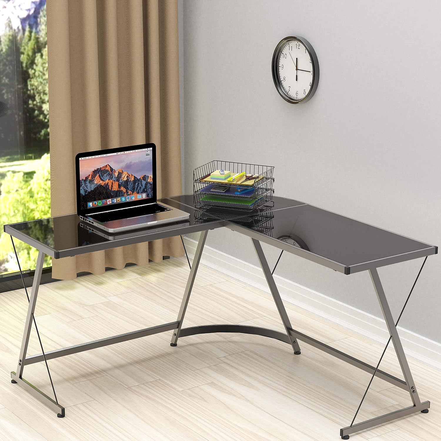 3-Pack Stackable Wide Entry Wire Grid Desk File Document Letter Tray, Black