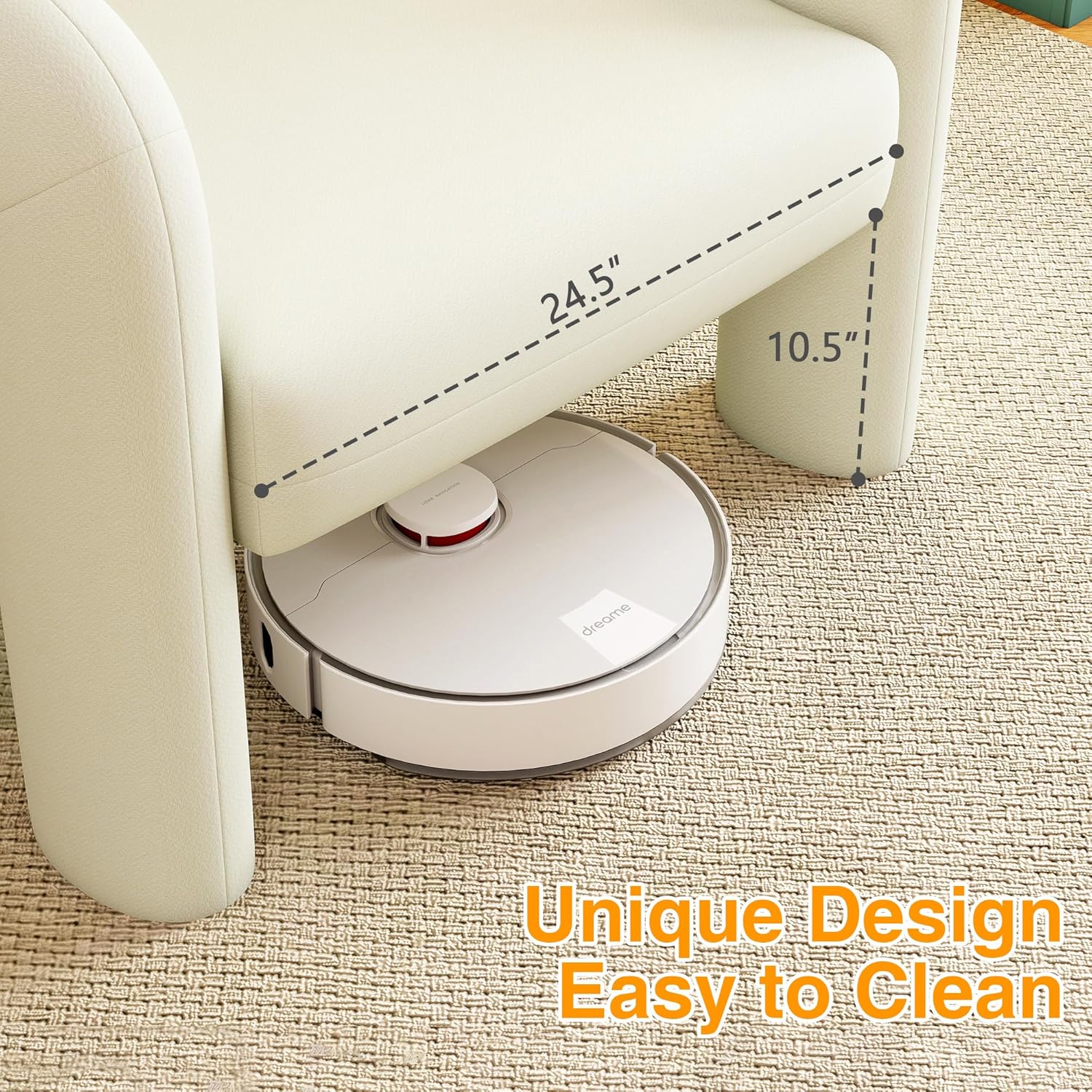 LSSPAID Accent Chairs, Modern Line Fabric Upholstered Armchairs, Comfy Leisure Reading Chair Fluffy Single Sofa Chair for Living Room, Bedrooms, Office (White, 1PC)