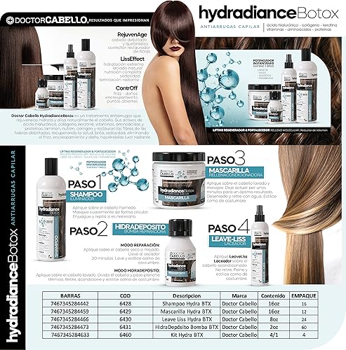 Miniatura 3 de Hydradiance Hair Botox Anti-Wrinkle 2.4 oz - Bomba reparadora con ácido hialurónico, colágeno, queratina, vitaminas - Tratamiento instantáneo de