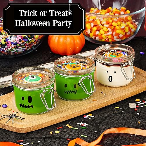 Miniatura 2 de Folinstall Tarros de vidrio de 7 onzas con tapas herméticas, 12 unidades, tarros pequeños con tapas con bisagras para almacenamiento de cocina,