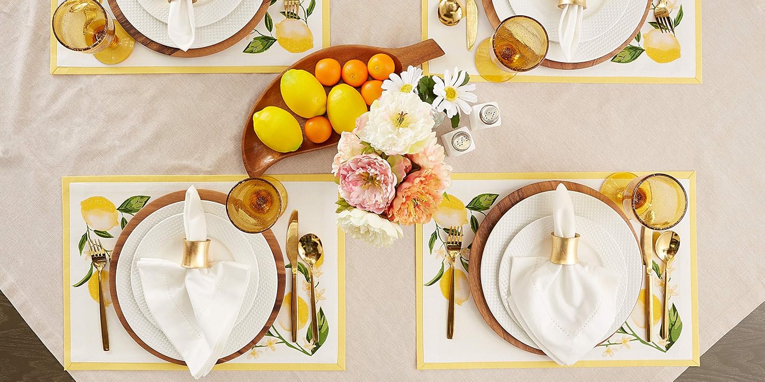 DII Lemon Bliss Tabletop Collection, Placemat Set, 6 Piece