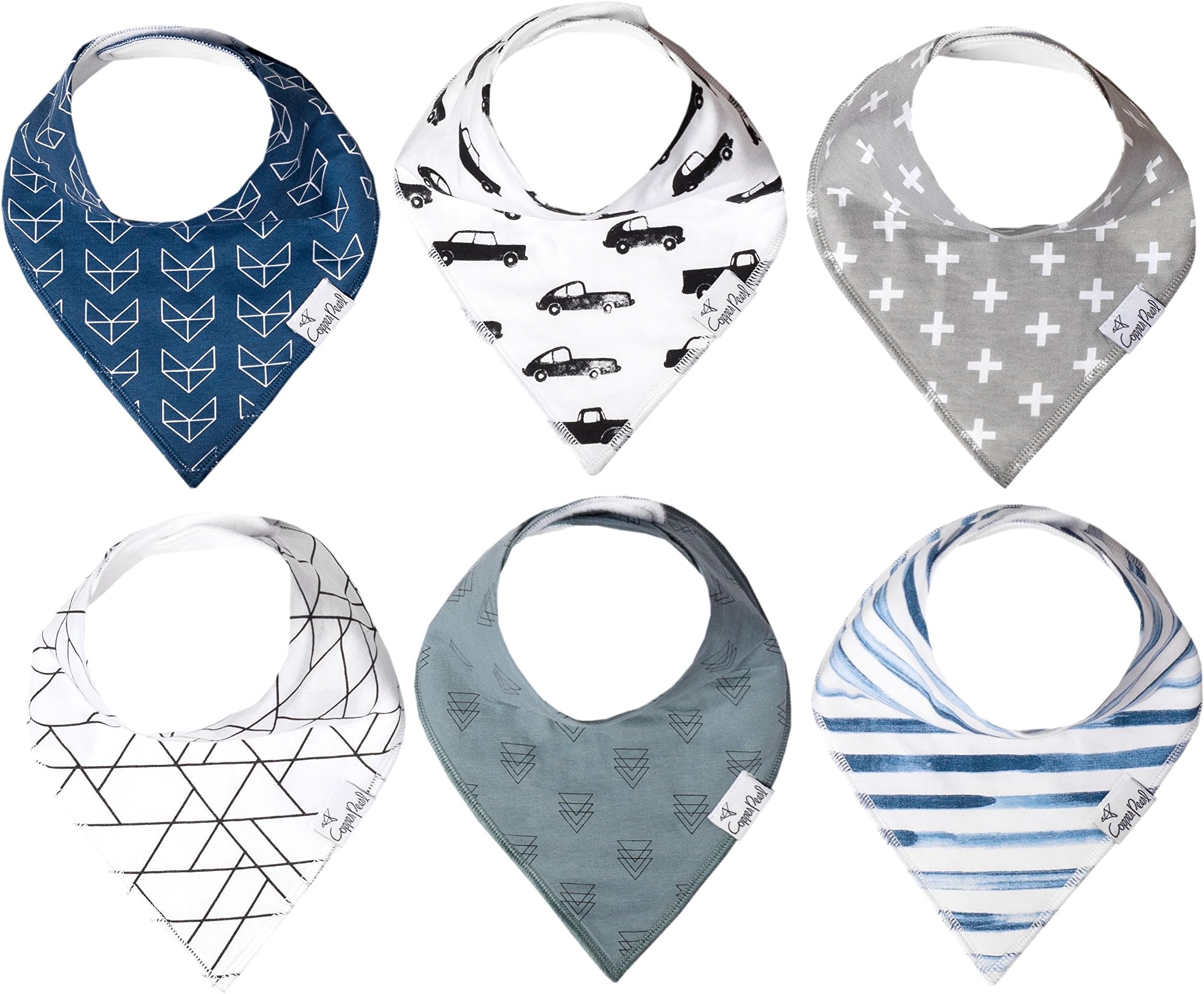Baby Bandana Drool Bibs for Drooling and Teething 6 Pack Gift Set for Boys ââ‚¬Å“Riderââ‚¬Â by Copper Pearl