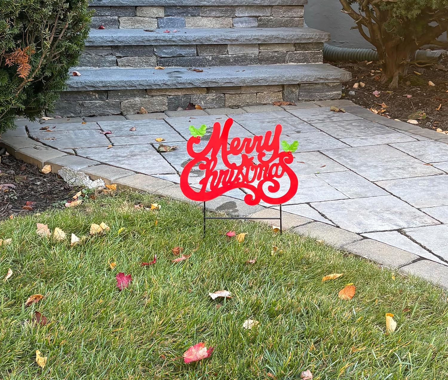 17" Metal Merry Christmas Yard Stake