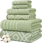 Amrapur Overseas 6-Piece Yarn Dyed Oxford Stripe Jacquard/Solid Ultra Soft 500GSM 100% Combed Cotton Towel Set [Grey Lavender]