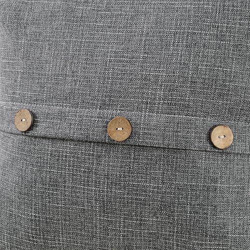 Miniatura 2 de Ikuoic Juego de 2 fundas de almohada decorativas de lino gris oscuro de 24 x 24 pulgadas, funda de cojín cuadrada europea con 3 botones