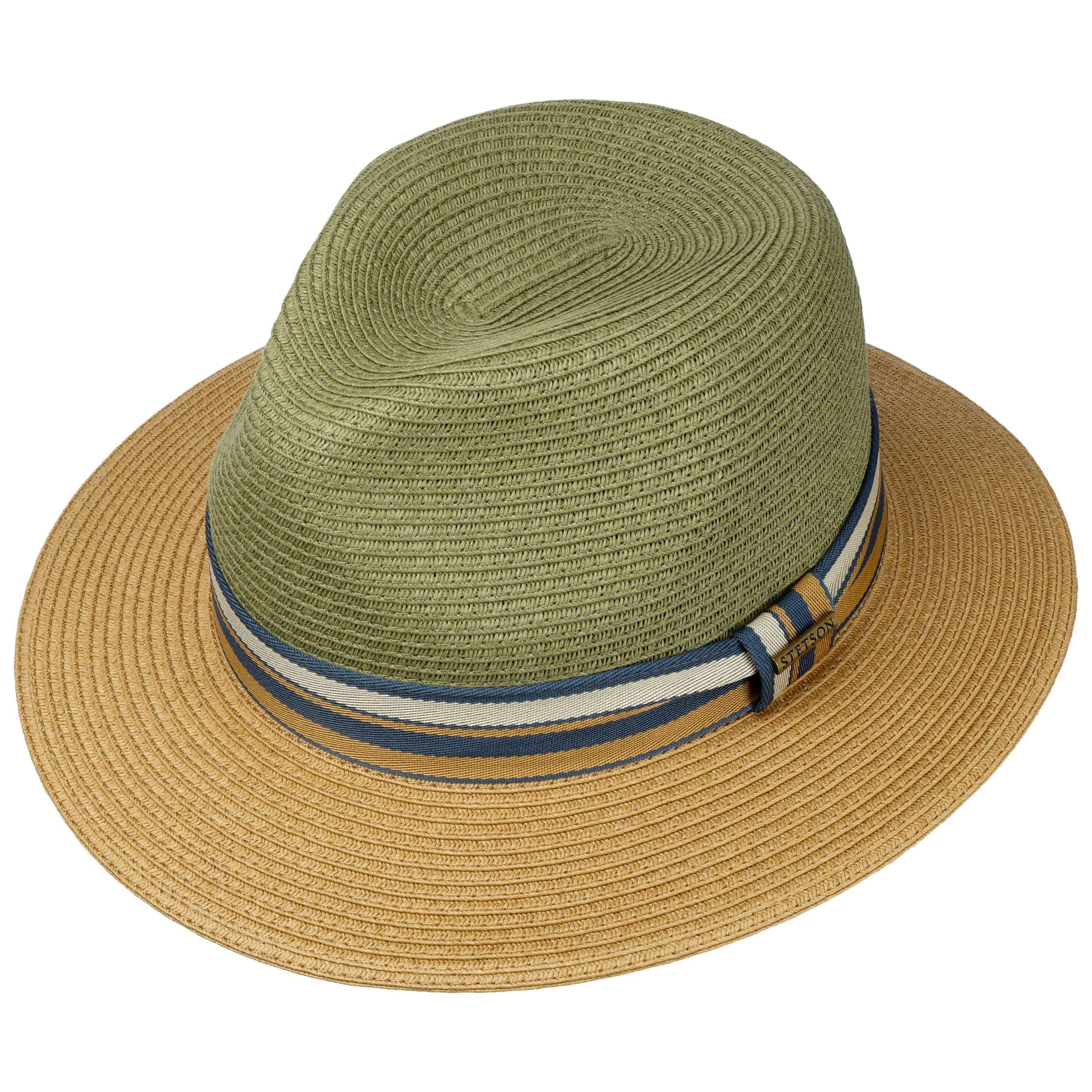 Stetson Romaro Toyo Traveller Sombrero de Paja Hombre Protección UV 40+ ala Ancha Cinta de groguen Primavera Verano