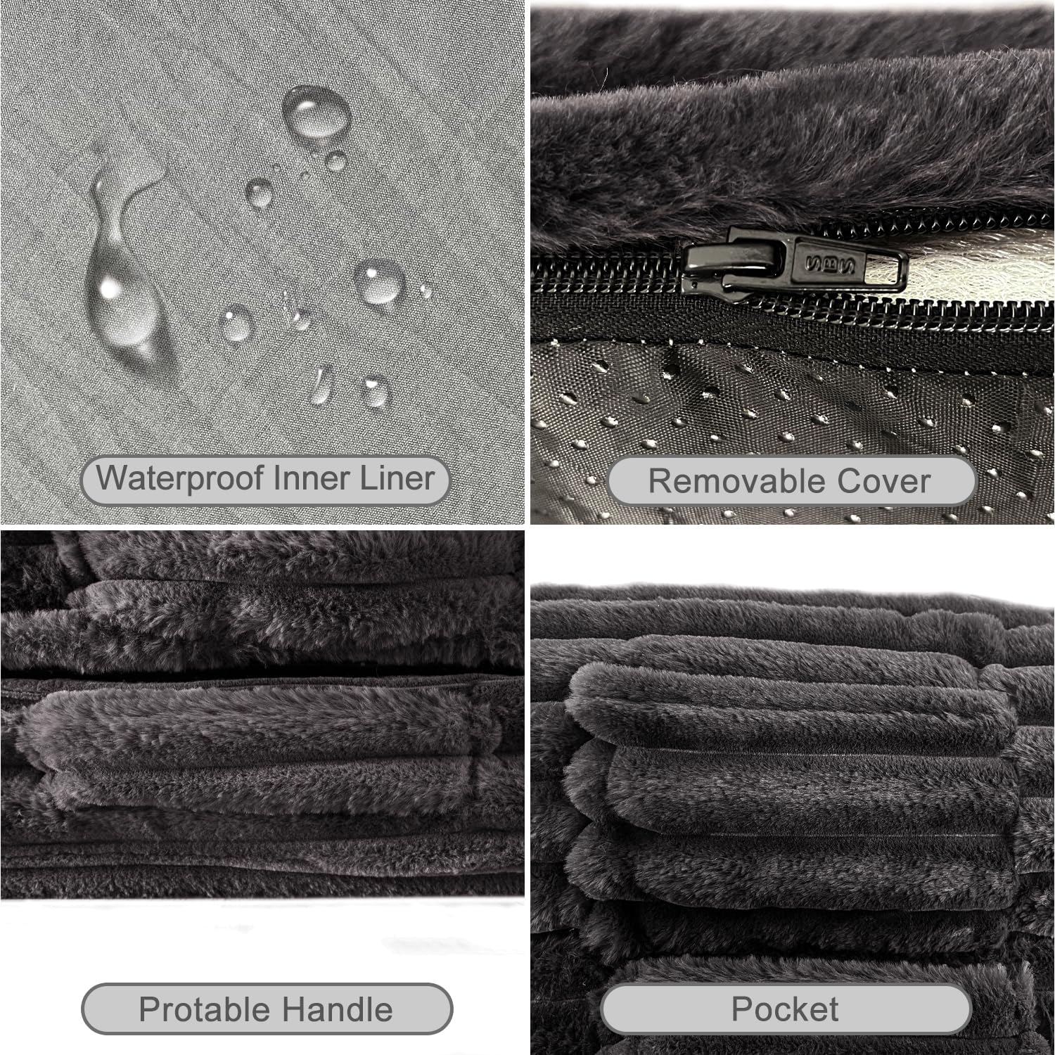 Foldable Dog Bed,Portable Large Human Dog Bed for Adults Pets and Families,Washable Couch Beds, Waterproof Liner,Orthopedic Memory Foam (Dark Grey, 72"x44"x12")