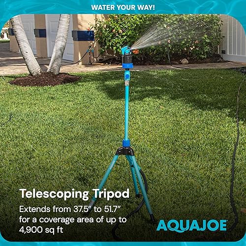 Vista 9 de Aqua Joe AJ-6PSTB-XL Indestructible Turbo Drive 360° Telescoping Sprinkler and Mister, 9.3 GPM Max Flow Rate, 4,900 Sq. Ft. Max Coverage