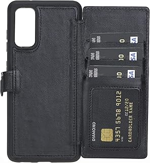 Venito Verona Leather Phone Case Compatible with Samsung Galaxy S20 (6.2 inch) - RFID Blocking Snap-On Flip Back Cover Slim Phone Wallet Case - Rustic Black