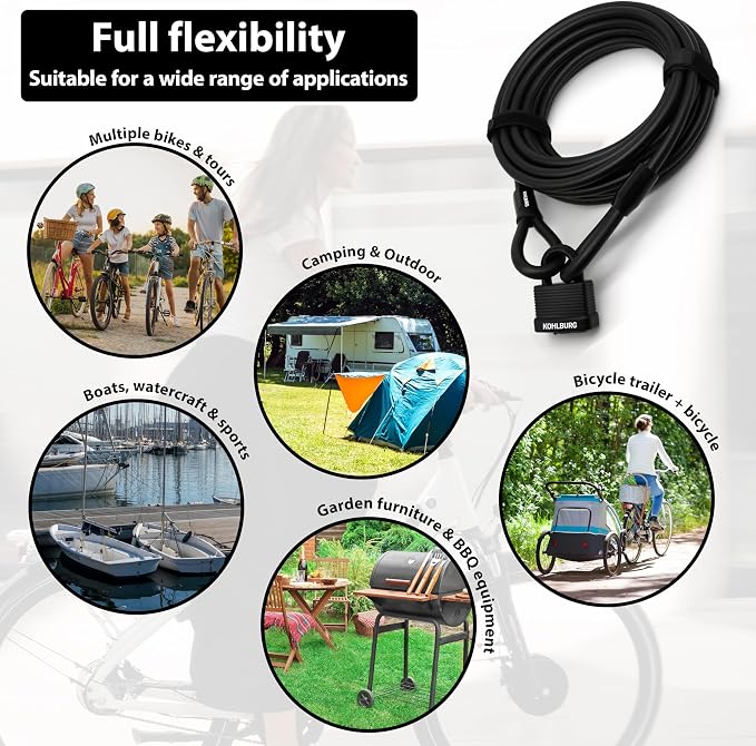 Guaya de Seguridad KOHLBURG 10 m con Cerradura y 3 Llaves miniatura 2