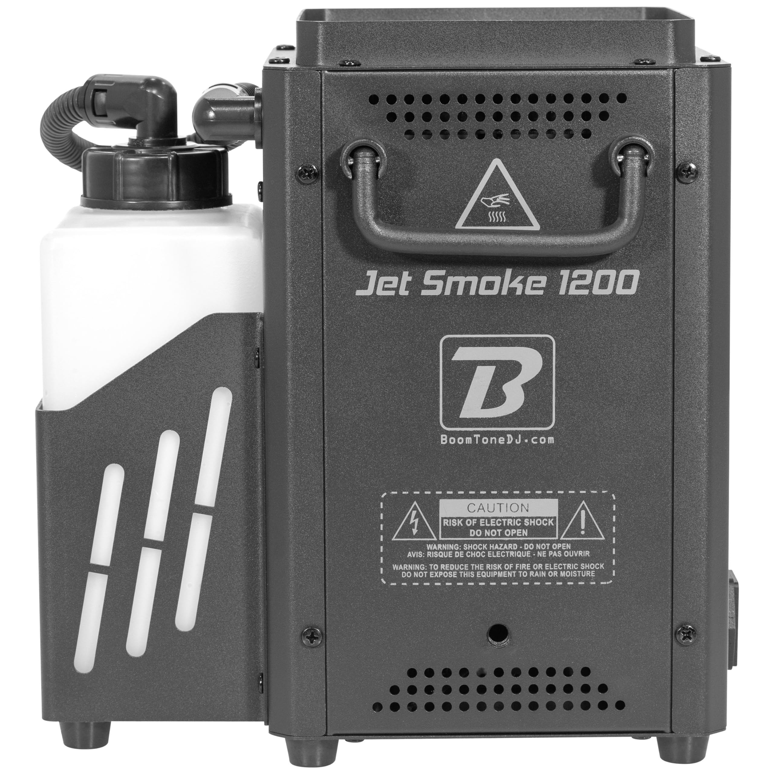 BoomTone DJ Jet Smoke 1200 – Vertikal-Nebelmaschine 1200W mit LED RGBA – Strahl 5,5 m, Tank 1,2 l, Vorwärmung 4 min – Fernbedienung oder DMX 8 Kanäle – Ideal für den Innenbereich (IP20)