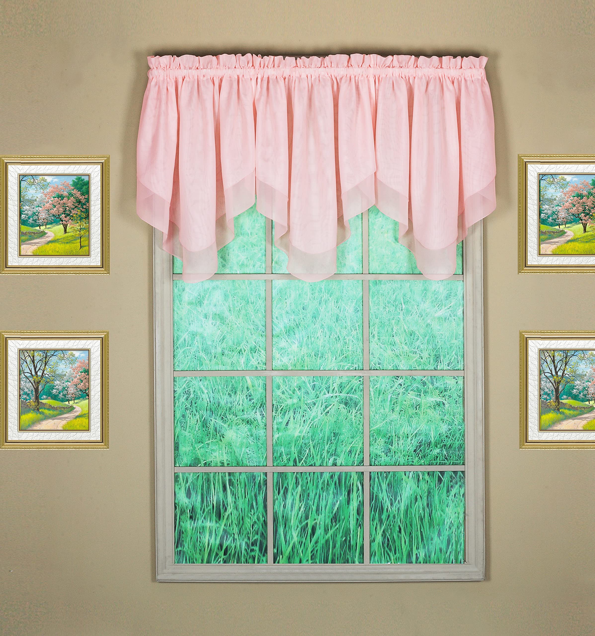 Today's Curtain Emelia Original Voile Ascot 25", Rose, 40" W x 25" L, W 40" x L 25" (1 Panels) - Image 4