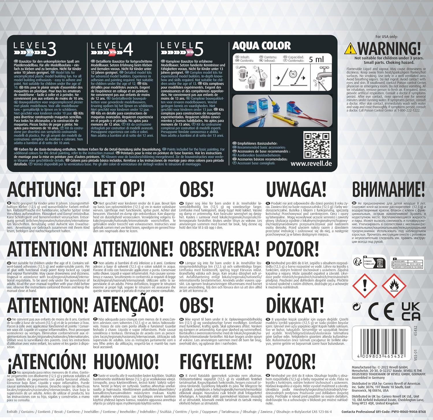 Revell Model Set 65432 Gorch Fock 1:350 Scale Unbuilt/Unpainted Plastic Model Kit with Contacta Professional Glue, Paintbrush & Selected Aqua Color Paints