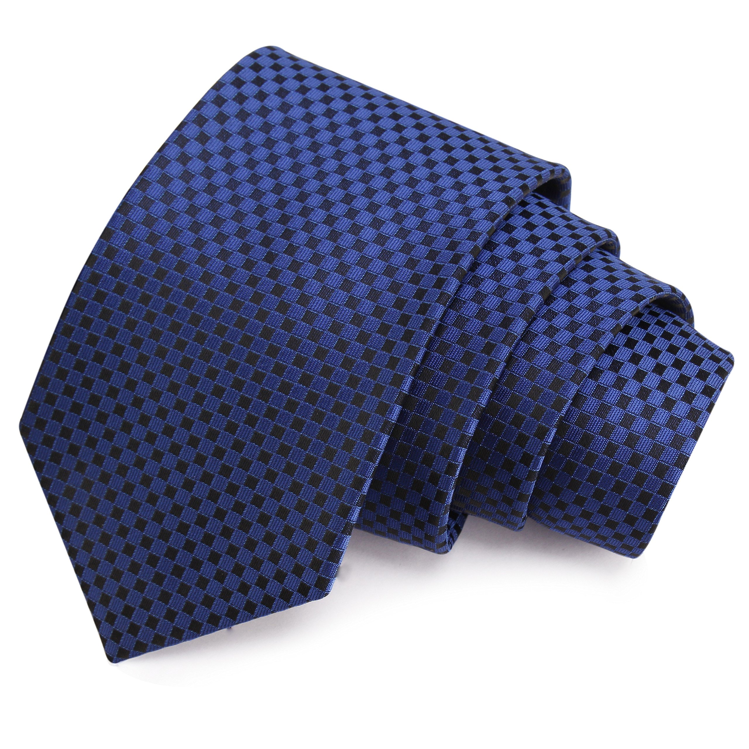 Perfect Royal Blue & Black Colored Microfiber Necktie for Men-image-10