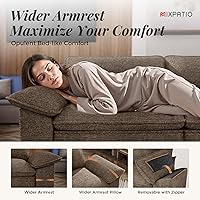 Vista 6 de 123-Inch L Shaped Sectional Sofa with Cloud Cushions, Deep Seat Modular Couch Set w/ 4 Seats & 1 Ottomans, Removable Arms, Plush Chenille Upholstery