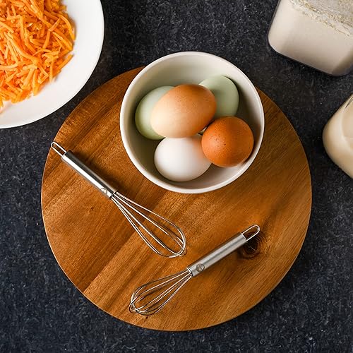 Miniatura 7 de Babish Wok de fondo plano de acero al carbono y sartén para freír, juego de batidor pequeño de acero inoxidable de 14 pulgadas y 2 piezas
