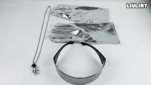 Set De 3 Accesorios De Astronauta Para Cosplay | Gafas Futuristas, Guantes Plateados Y Colgante De Acero | Ideal Para Carnaval, Halloween Y Fiestas Temáticas Espaciales