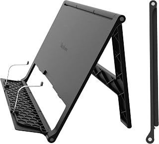 Readaeer Portable Book Holder 180° Adjustable Book Stand for Reading Textbook Cookbook Music Book Document (Black)