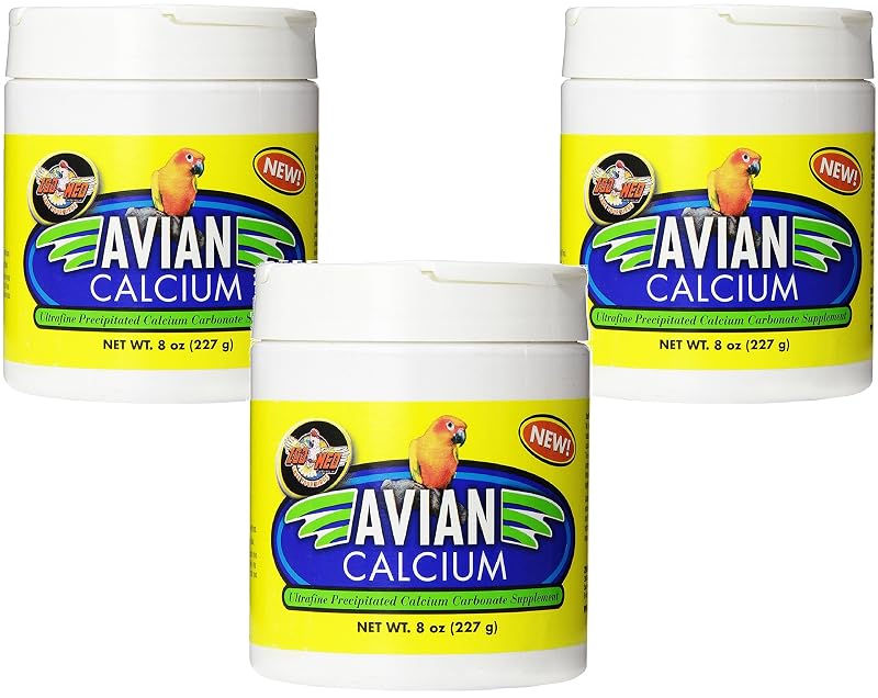 Suplemento de cálcio em pó para aves Zoo Med Avian Calcium, 3 potes de 227 g