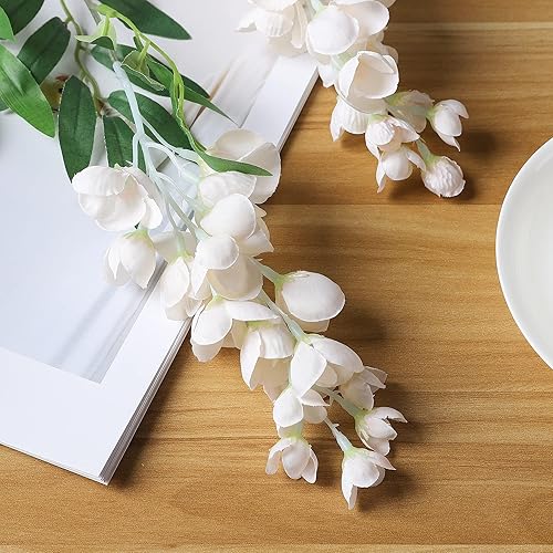 Miniatura 4 de Duovlo 4 guirnaldas de glicina de seda de imitación de 6.6 pies para colgar en el hogar, al aire libre, jardín, ceremonia, boda, arco, decoración