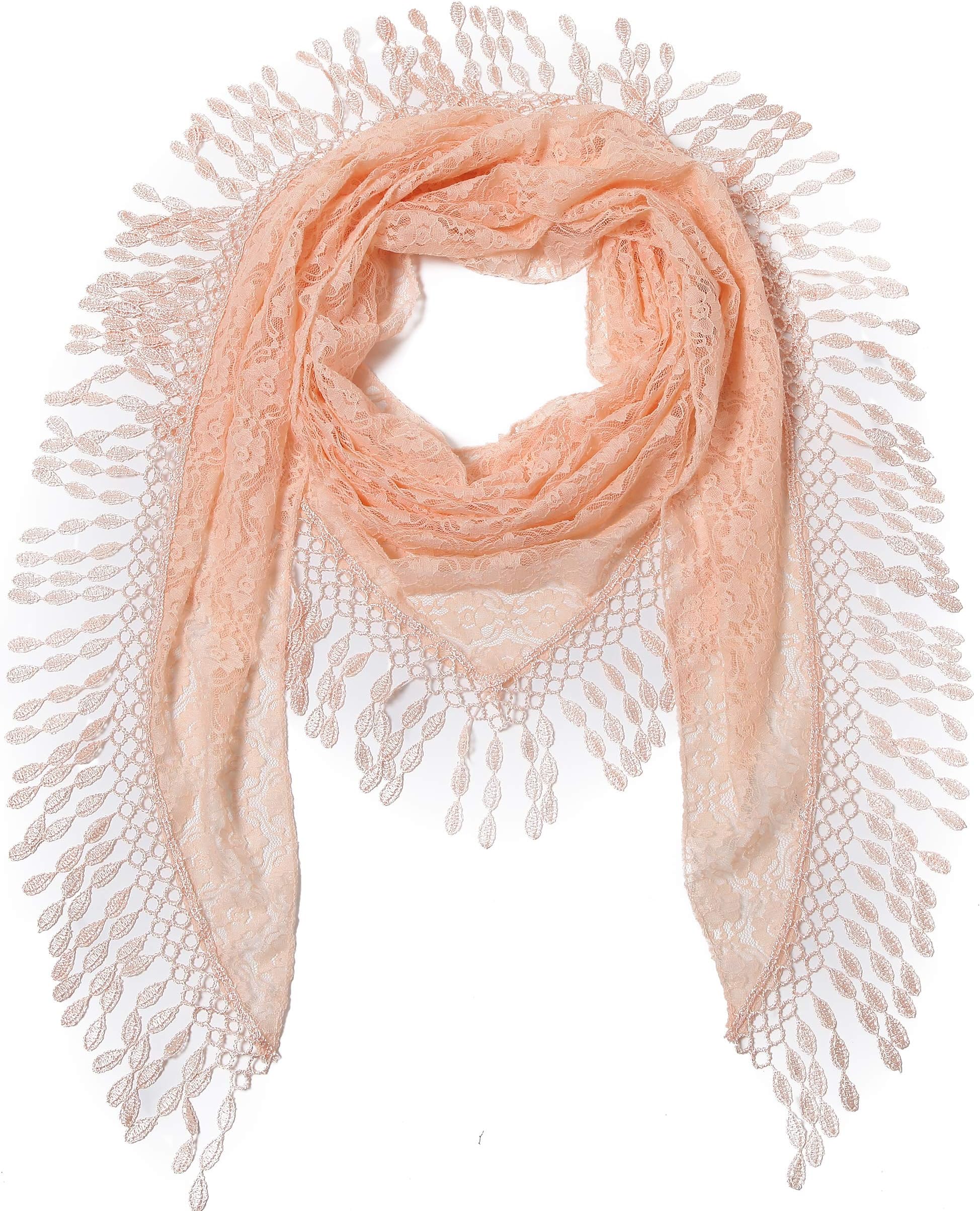 Cindy & WendyLightweight Triangle Floral Fashion Lace Fringe Scarf Wrap for Women