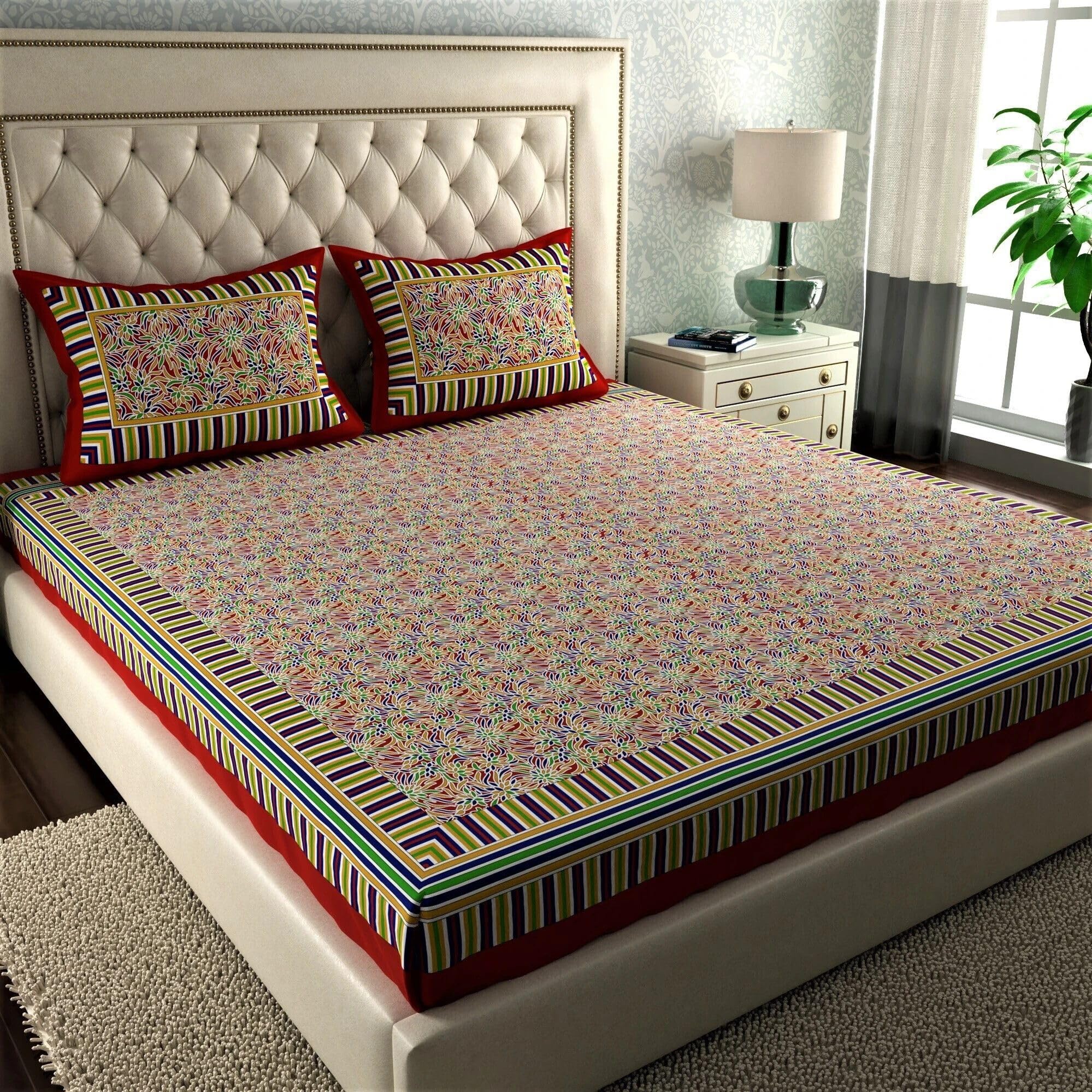 Jaipuri Cotton Bedsheets - 2 Double Sets with Pillow Covers -21