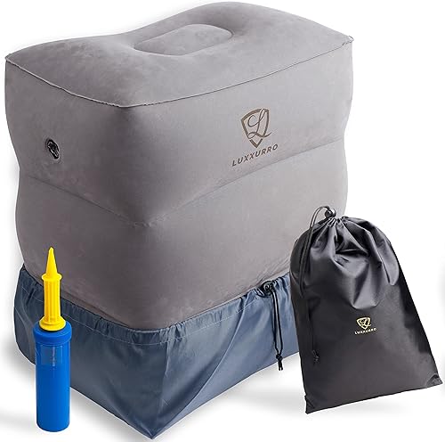 Luxxurro - Reposapiés inflable para viajes en avión - Cama de avión o reposapiés de avión fácil de usar para niños - Reposapiés de viaje ajustable