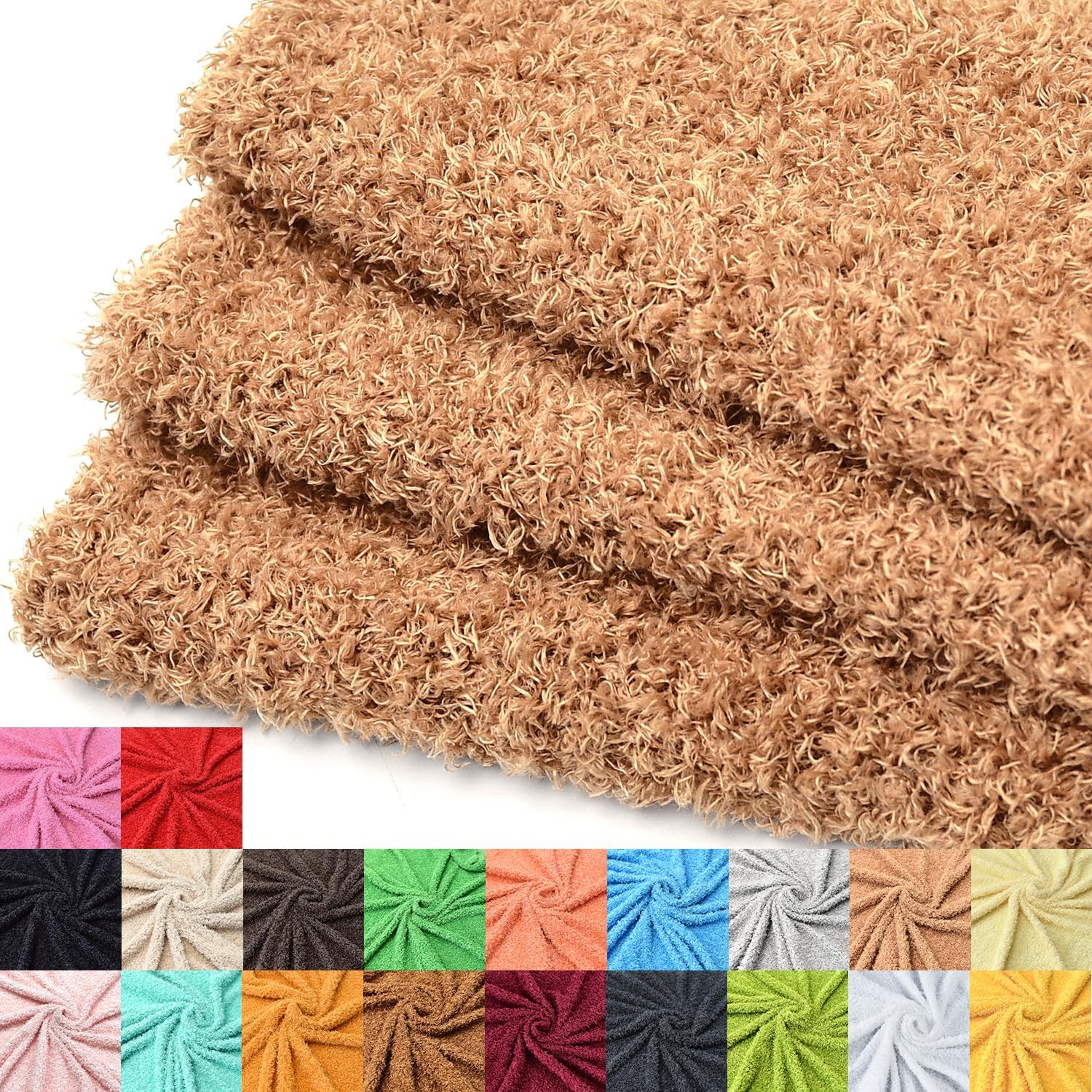 Surf turtle Faux Fur Fabric,Curly Teddy Fleece Soft Fluffy for DIY Crafts Pet Bed,Craft Material 36" x 59",Brown