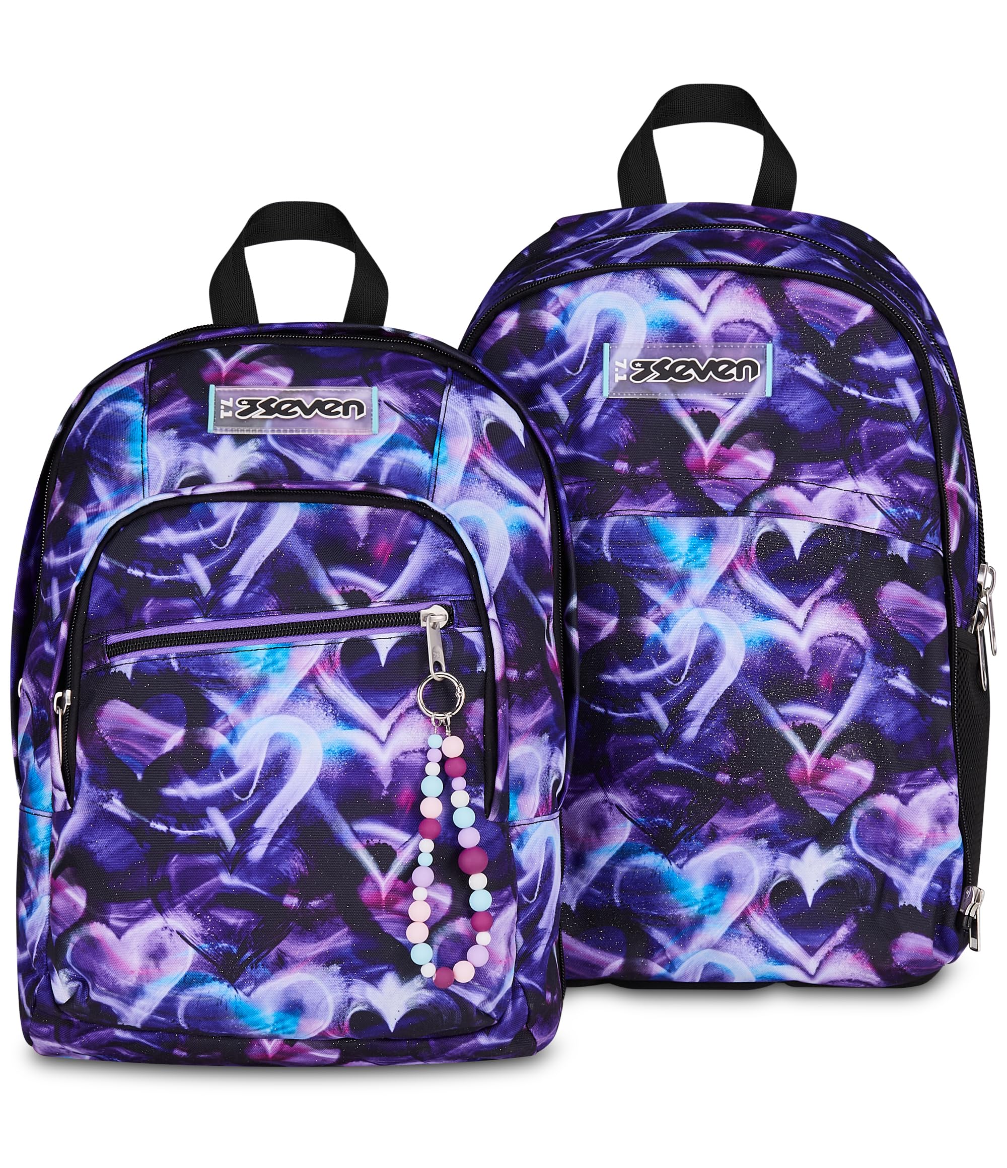 Seven Zaino Scuola Dual Detach LOVEPASS, Viola, 32 L, Doppio Scomparto, Tasche multifunzione, Zaino Staccabile, Tasca con organizer, Scomparto porta pc, Scuola media e superiore, Bambina, Ragazza