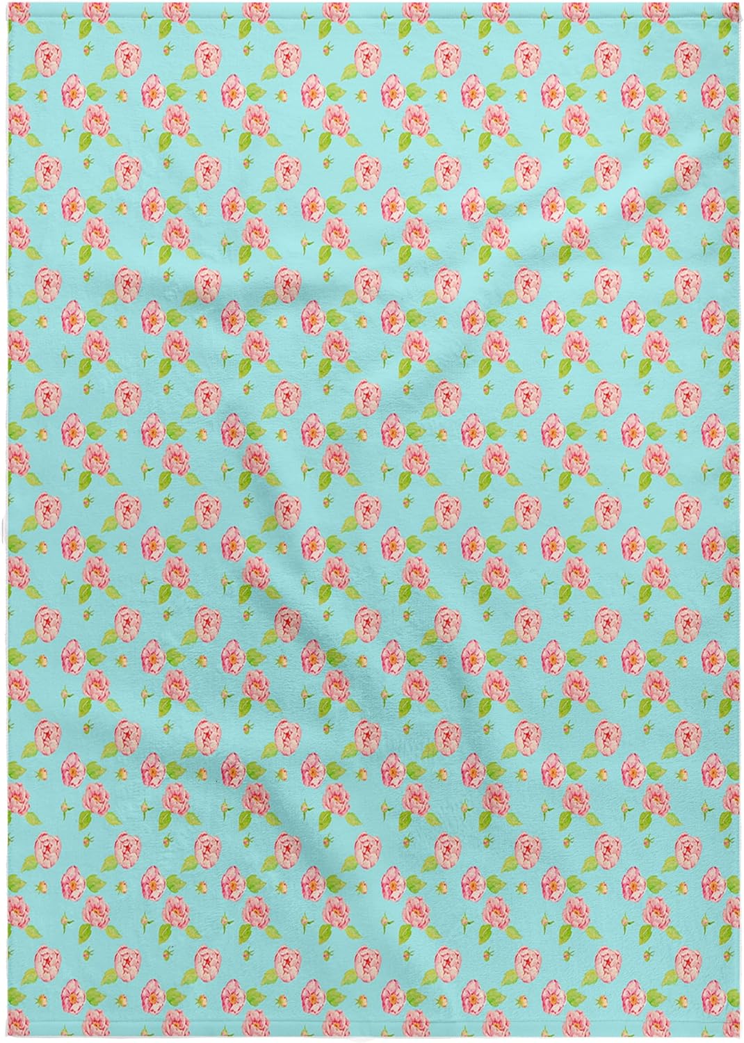 3dRose Pink Rose Pattern on Aqua Background 22x30 Bath Hand Pool Towel