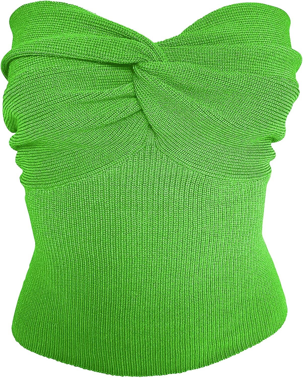 Women's Sexy Crop Tops Strapless Twisted Front Ribbed Knit Tube Top Sleeveless Sweetheart Neck Y2K Camisole Tank Top - Image 5