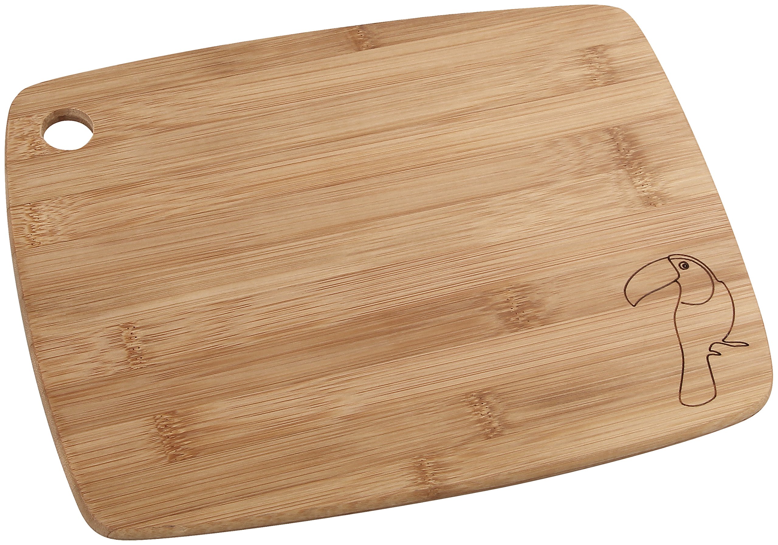 FACKELMANN TROPICAL Bamboo Chopping Board with Toucan Engraving Breakfast or Bread Board Shatterproof and Cut Resistant Wooden Boards (Brown) Quantity: 1