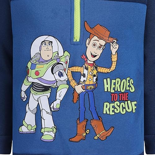 Miniatura 3 de Disney Toy Story - Sudadera con capucha y media cremallera para niños pequeños y pequeños, color azul y azul marino