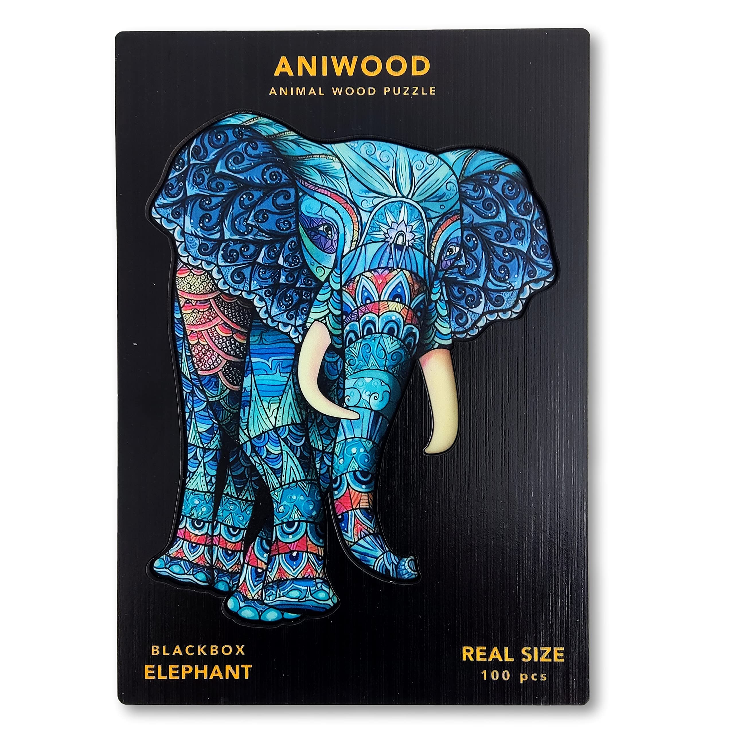 ANIWOOD Puzzle de Madera de Animales. Tapa troquelada, Caja a tamaño Real del Puzzle. 3 Modos de dificultad, Elemento Decorativo. Piezas únicas Originales de Animales (Medium, Caballito de Mar) — view 25