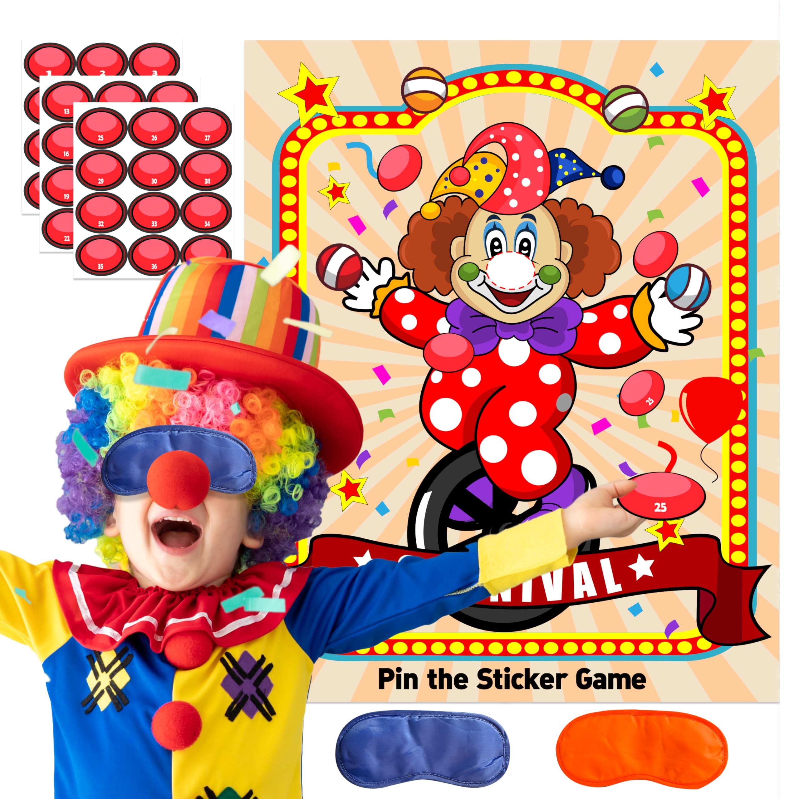 pin the sticker gamepin the sticker game Carnival Circus Party for Kids, Nose on Clown Tail, Carnival me Birthday Party Fun Family Decoration
