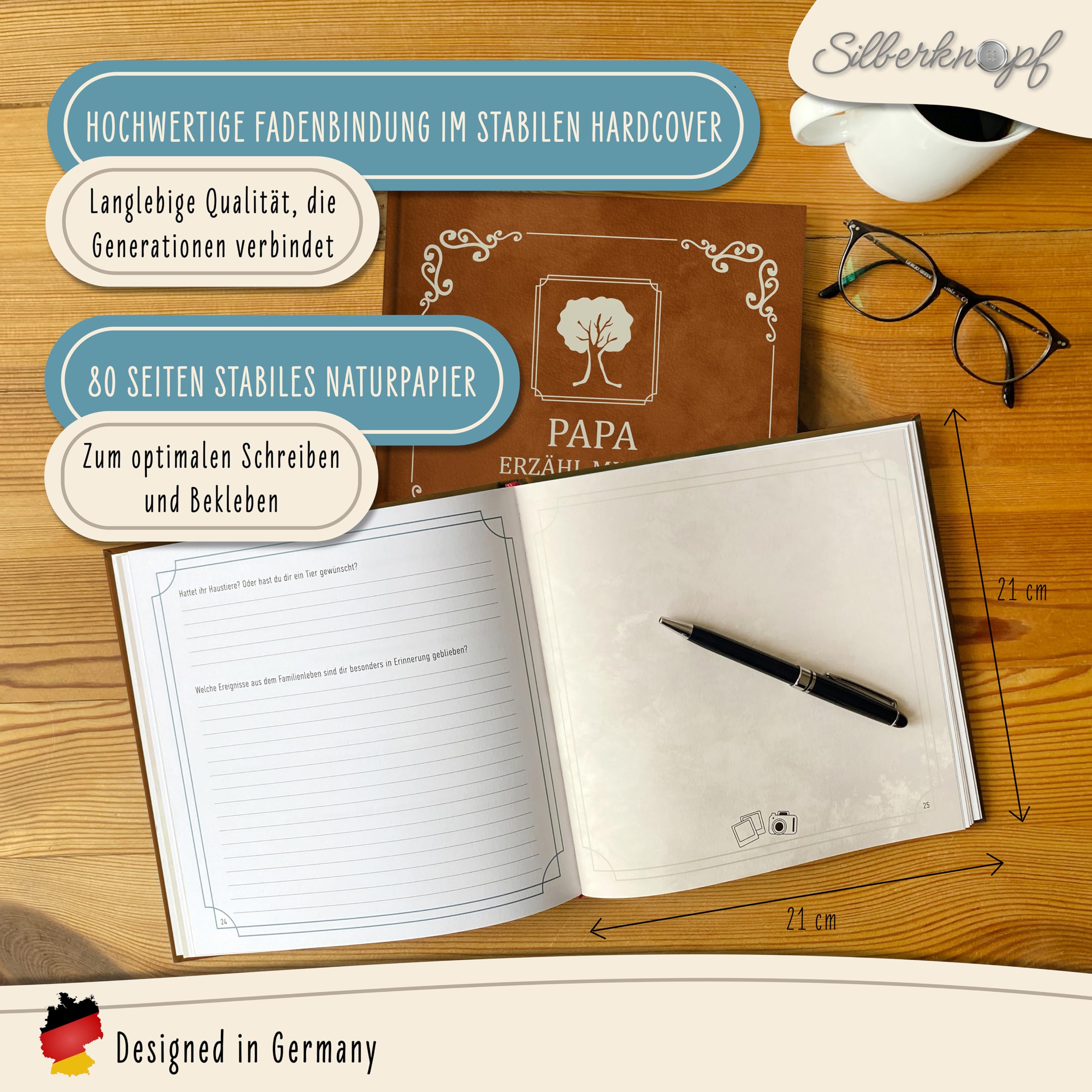 Papa erzähl mir von deinem Leben | Erinnerungsbuch zum Ausfüllen | Papa Geschenk Geburtstag | Familienbuch | Vatertagsgeschenk für Papa | Geschenk für Papa | Buch zum Vatertag
