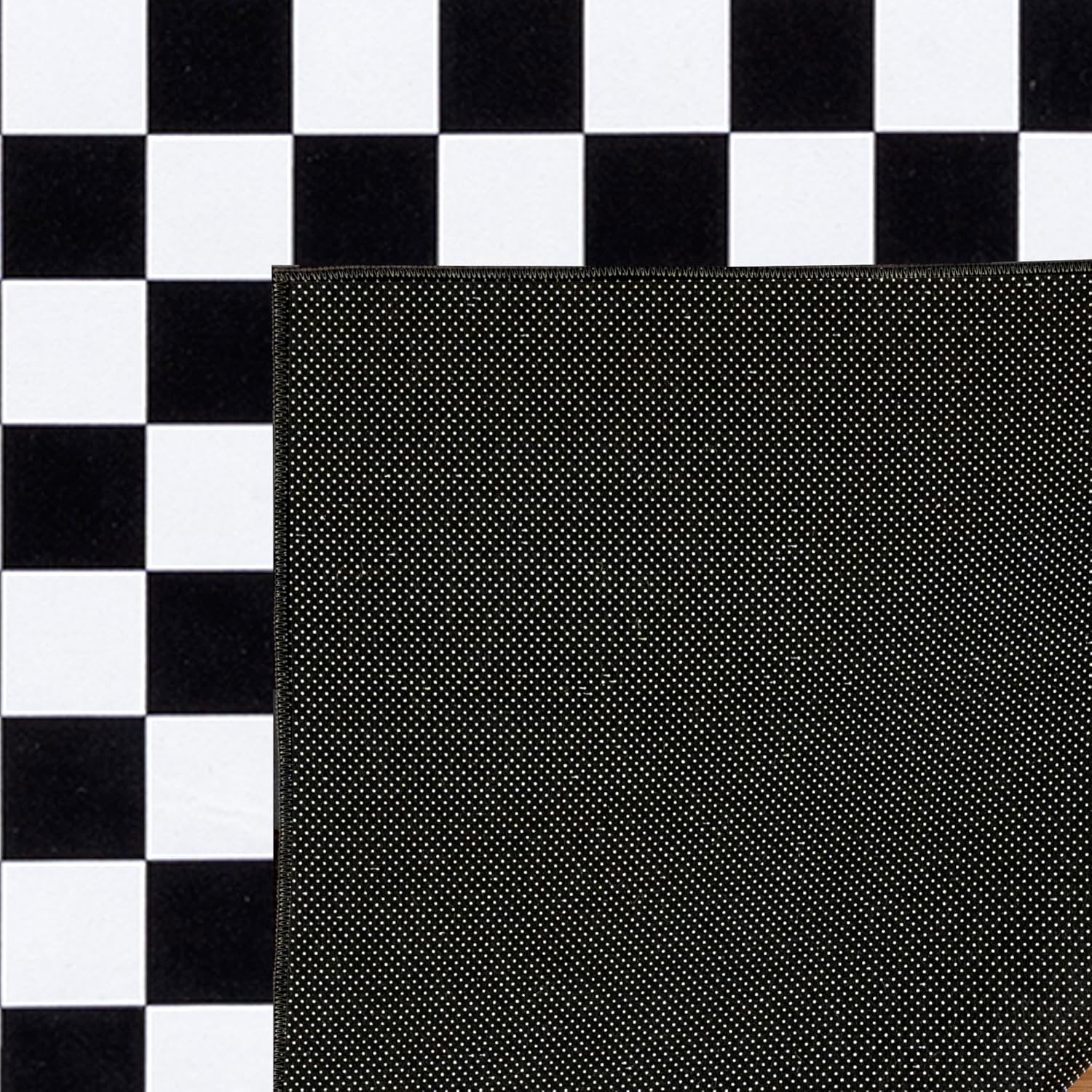 Gertmenian Indoor Boho Rug - 2x6 Runner, Non Slip, Super Strong, Ideal for High Traffic Areas in Entryway, Bedroom, Kitchen - Checker, Black, White, 28621