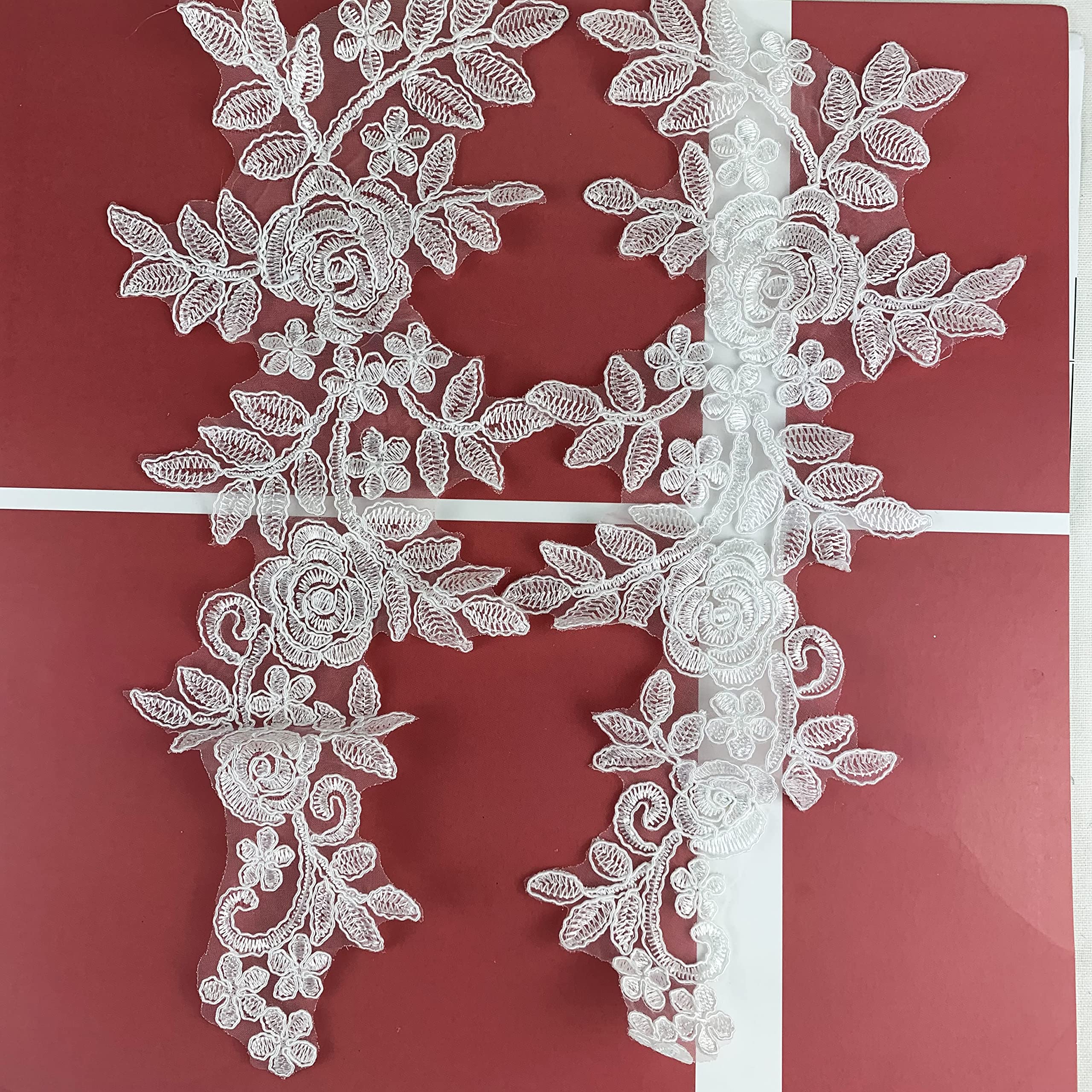 Amazon.com: Worlds 1 Pair White Lace Fabric Patches Embroidery