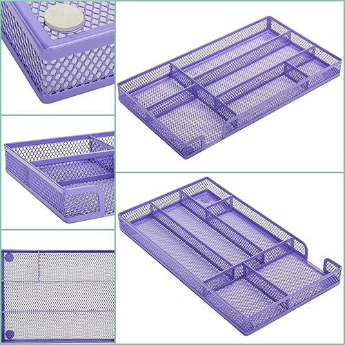Miniatura 2 de Annova Bandeja organizadora de cajones de escritorio para organización de oficina, malla metálica, bandeja de almacenamiento con separadores para