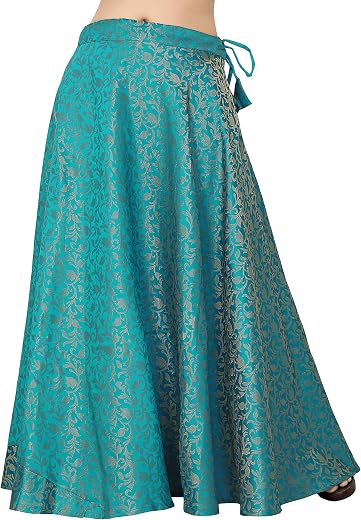 Studio Shringaar Women's Readymade Banarasi Brocade Maxi Skirt Lahenga Ghaghra.